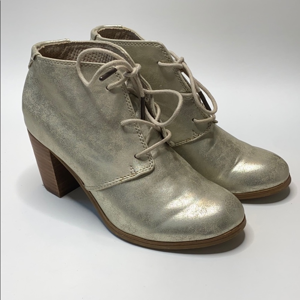 Toms Metallic Heeled Booties